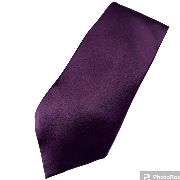Silk Tie Purple Stain Resistant John Ashford Handmade - Picture 11 of 11